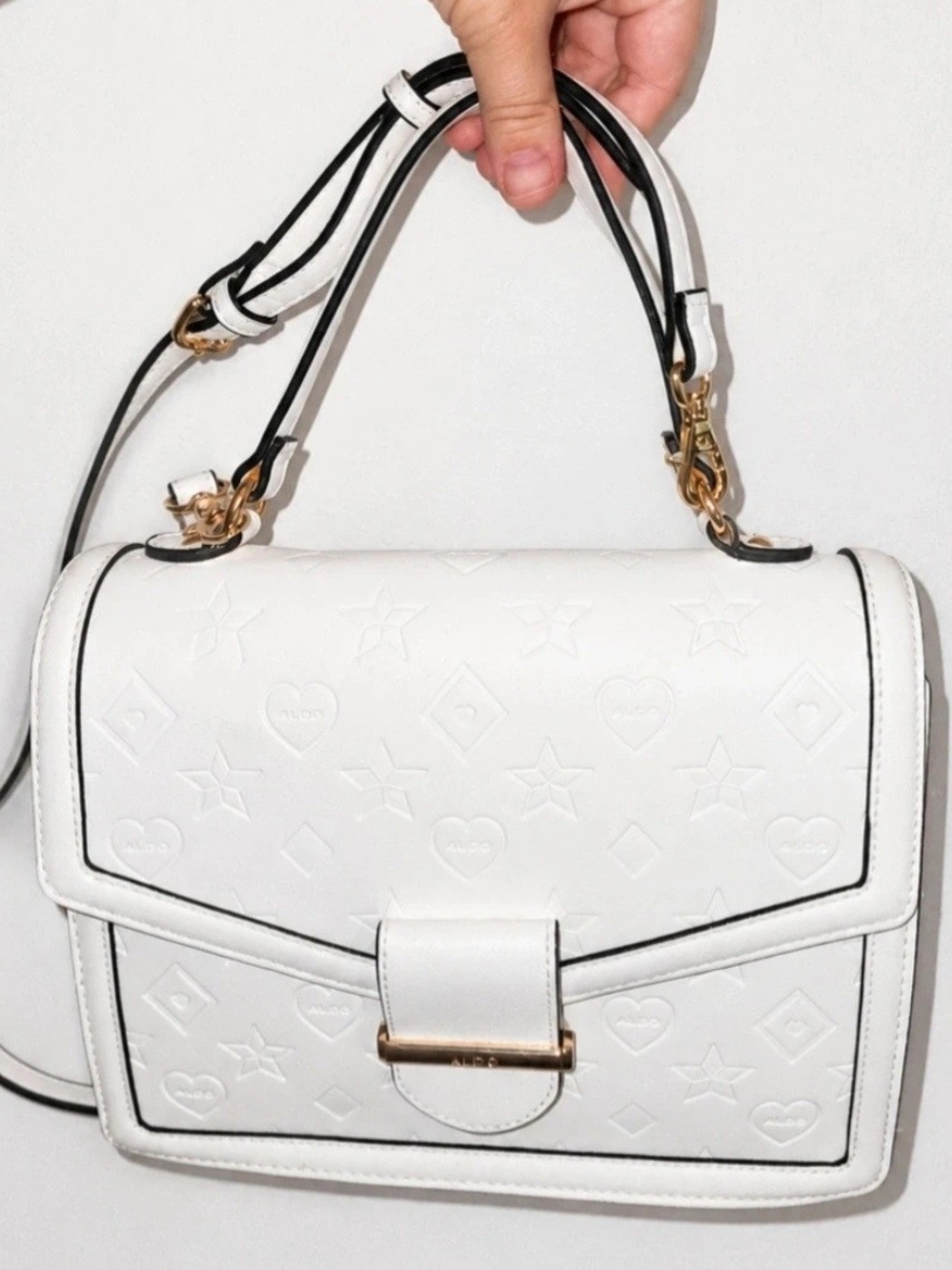White Structured Top-Handle Shoulder Bag